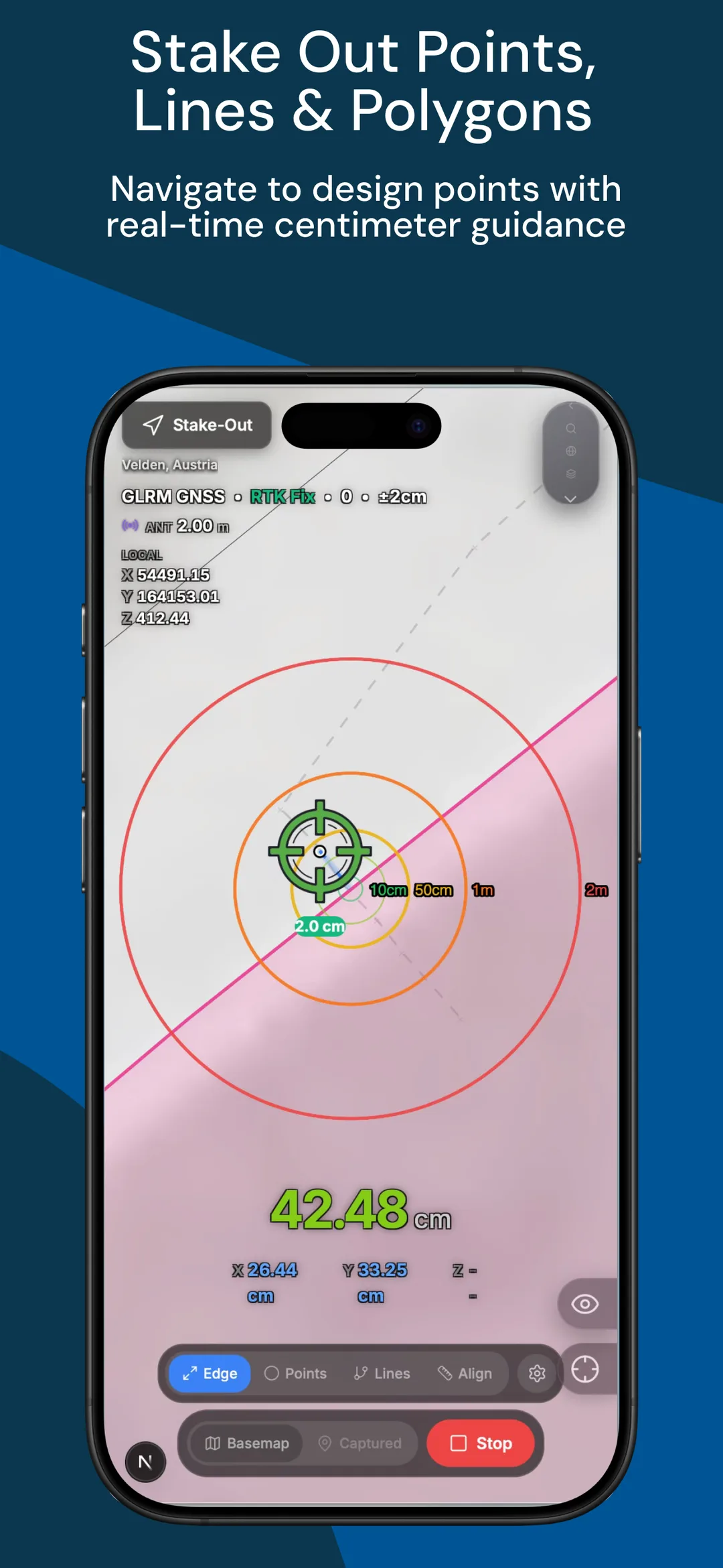 GeolantisNEO — stake out points, lines and polygons